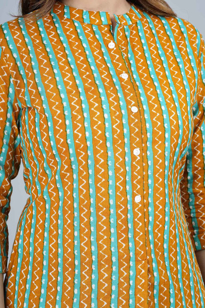 Multi Coloured Stripes Printed Cotton Top
