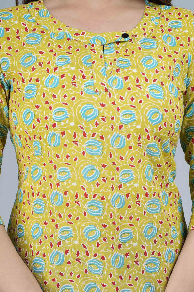 Green Ethnic Printed Cotton Top