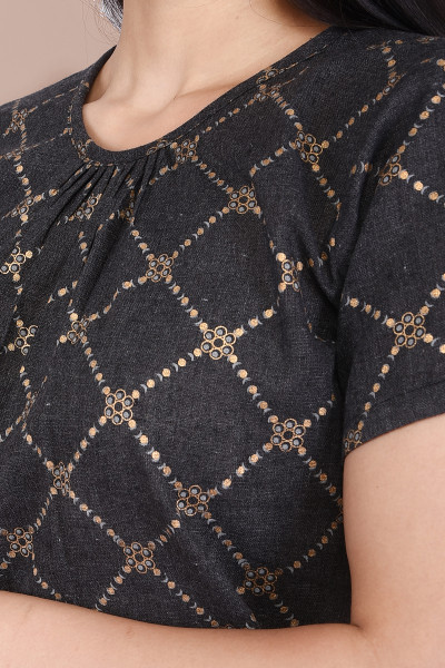 Black Gold Printed Cotton Top