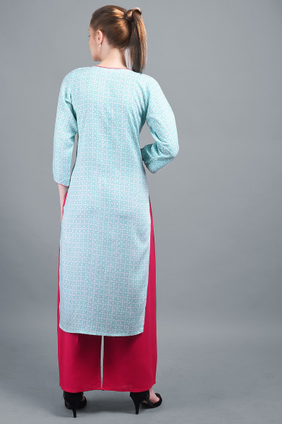 Gold Printed Blue Rayon Kurta