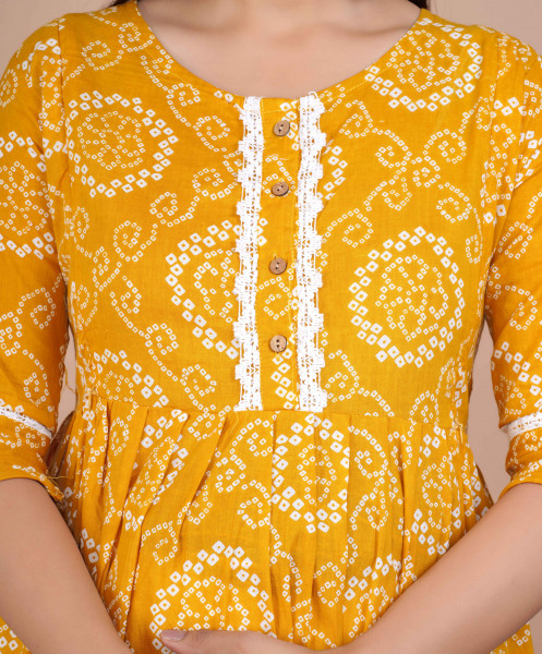 Cotton Floral Printed Maternity Feeding DressKurti with Zipper Maternity Gown for Women Feeding Dress