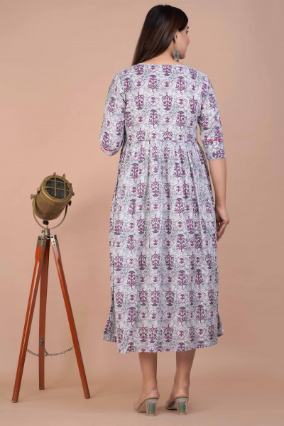 Cotton Floral Printed Maternity Feeding DressKurti with Zipper Maternity Gown for Women Feeding Dress