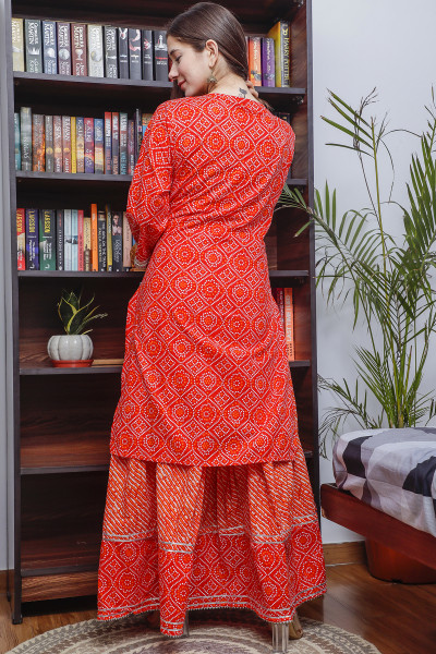 Women Pure Cotton Straight Round Neck Kurta Skirt DupattaSet
