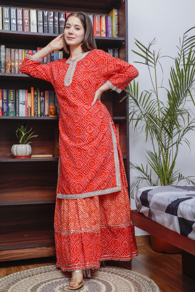 Women Pure Cotton Straight Round Neck Kurta Skirt DupattaSet