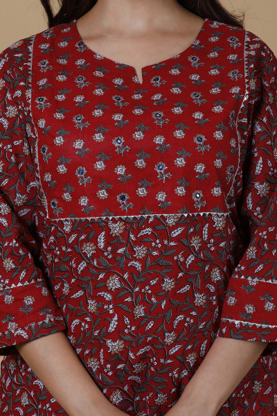 Women Pure Cotton Straight  Kurta Palazzo DupattaSet