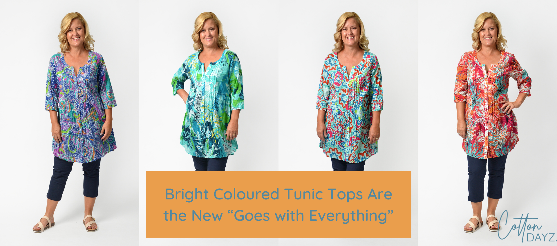 bright coloured tunic tops