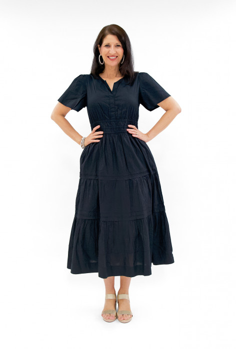 Scarlett Organic Cotton Short Sleeve Maxi Dress in Black