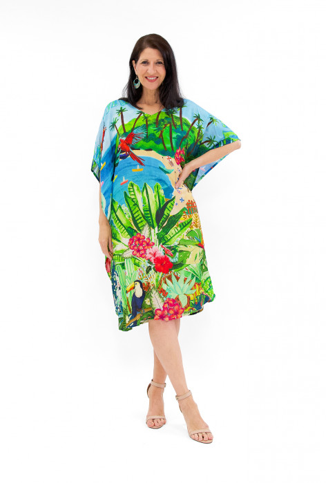 Celeste Rayon V-Neck T-Shirt in Green Island