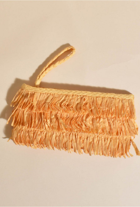 Coco Citrus Fringe Zip Top Clutch