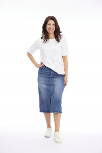 Midi Stretch Denim Skirt