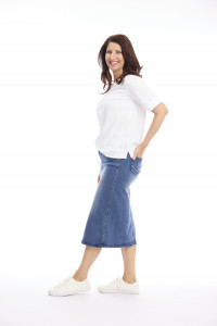 Midi Stretch Denim Skirt