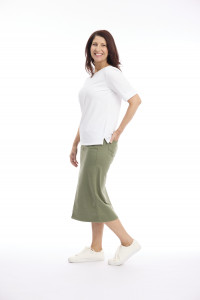 Midi Stretch Denim Skirt