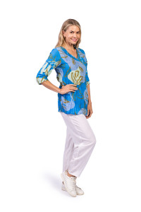 Tina V neck Pleated Top 3/4 Sleeve