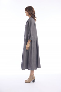 Linen Dress Puff Sleeve