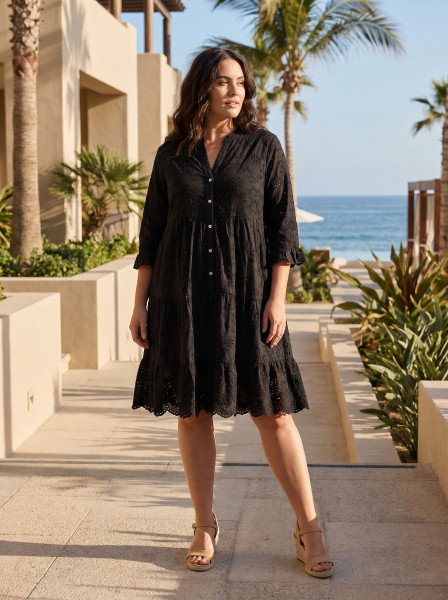 Broderie Dress Frill Hem and Sleeves