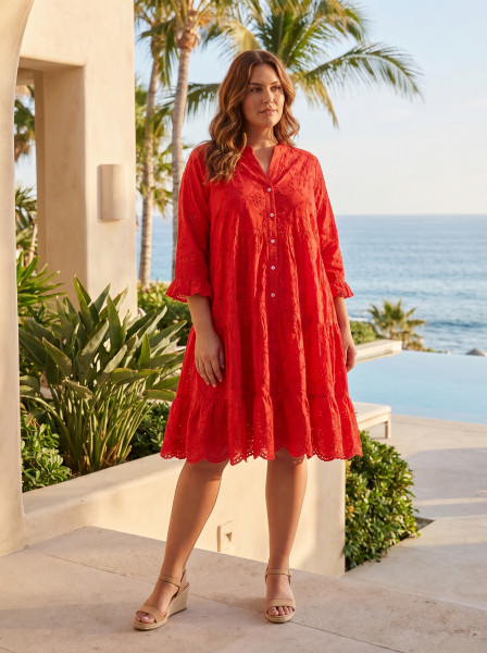 Broderie Dress Frill Hem and Sleeves