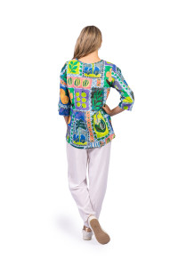 Tina V neck Pleated Top 3/4 Sleeve