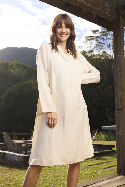 Linen Shirt Dress Midi