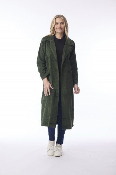 Cord Solid Trench Coat