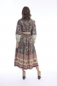 Block Dress Maxi Tie Waist