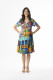 Printed Cotton Dress Contemporary Short Sleeve V