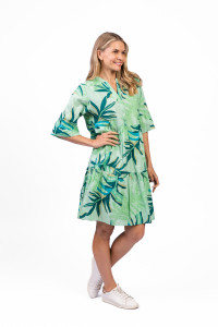 Maya Button V Neck Layer Dress