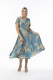 Ponta Verde Dress Godet Short Sleeve