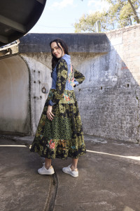 Keqioa Dress Maxi Collar Denim Mix