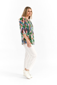 Tina V neck Pleated Top 3/4 Sleeve