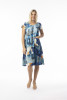 Printed Cotton Dress Shift Flair Crew