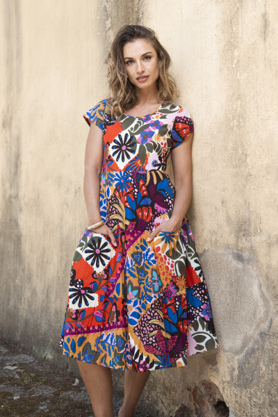 Salvador Dress Round Neckline Pockets