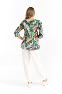 Tina V neck Pleated Top 3/4 Sleeve