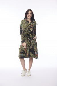 Keqioa Dress Collar Tie Waist