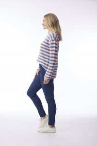 Knit Top R-neck Stripe