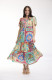 Foulard Fleurs Dress Maxi Short Sleeve