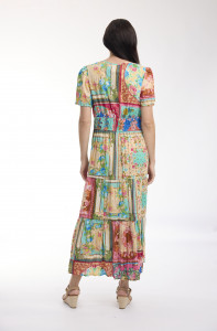 Foulard Fleurs Dress Maxi Short Sleeve