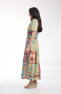 Foulard Fleurs Dress Maxi Short Sleeve