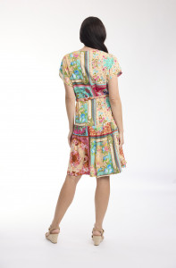 Foulard Fleurs Dress V Neck Buttonthrough Short