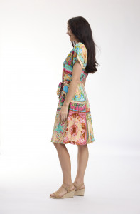 Foulard Fleurs Dress V Neck Buttonthrough Short
