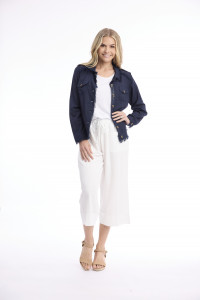 Linen Blend Jacket Fringe