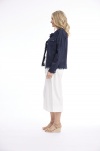 Linen Blend Jacket Fringe