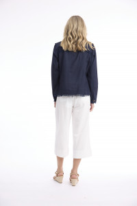 Linen Blend Jacket Fringe