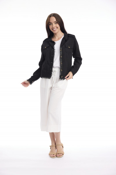 Linen Blend Jacket Fringe