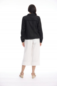 Linen Blend Jacket Fringe