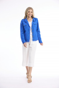 Linen Blend Jacket Fringe