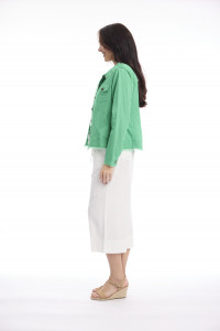 Linen Blend Jacket Fringe