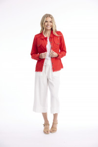 Linen Blend Jacket Fringe