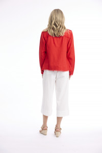 Linen Blend Jacket Fringe