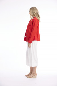 Linen Blend Jacket Fringe