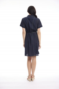 Linen Blend Dress Collar Buttonthrough